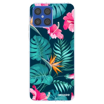 Picasee husă transparentă din silicon pentru Honor X8 4G - Pink Monstera