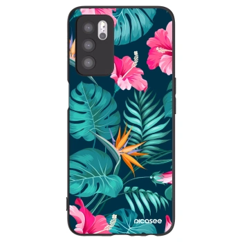 Picasee husă neagră din silicon pentru OPPO A16s - Pink Monstera