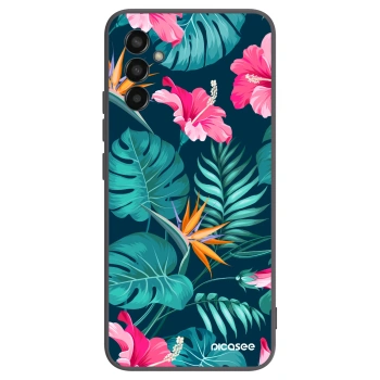 Picasee husă neagră din silicon pentru Samsung Galaxy M13 M135F - Pink Monstera