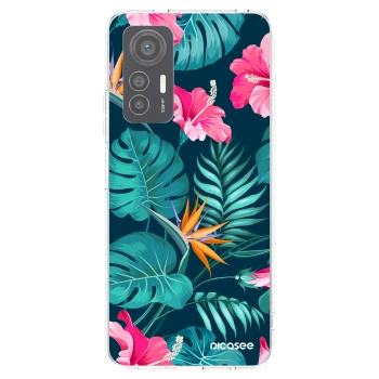 Picasee husă transparentă din silicon pentru Xiaomi 12 Lite - Pink Monstera