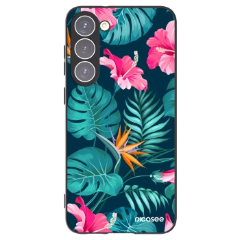 Picasee husă neagră din silicon pentru Samsung Galaxy S23+ 5G - Pink Monstera