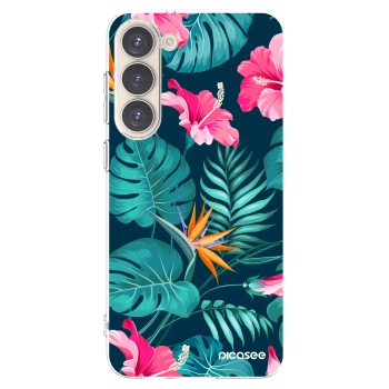 Picasee husă transparentă din silicon pentru Samsung Galaxy S23+ 5G - Pink Monstera