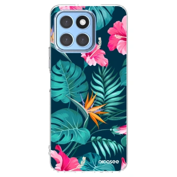 Picasee husă transparentă din silicon pentru Honor X8 5G - Pink Monstera