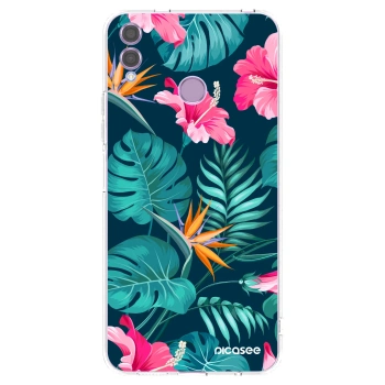 Picasee husă transparentă din silicon pentru Honor 8X - Pink Monstera