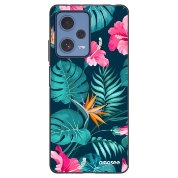 Picasee husă neagră din silicon pentru Xiaomi Redmi Note 12 Pro 5G - Pink Monstera