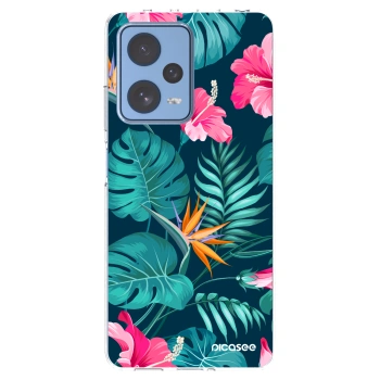 Picasee husă transparentă din silicon pentru Xiaomi Redmi Note 12 Pro 5G - Pink Monstera