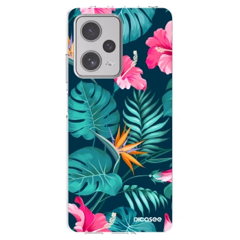 Picasee husă transparentă din silicon pentru Xiaomi Redmi Note 12 Pro+ 5G - Pink Monstera