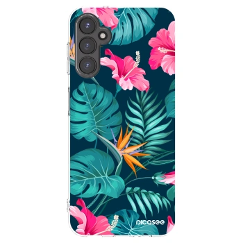 Picasee husă transparentă din silicon pentru Samsung Galaxy A14 5G A146P - Pink Monstera