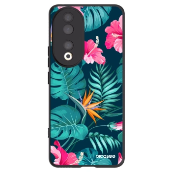 Picasee husă neagră din silicon pentru Honor 90 5G - Pink Monstera