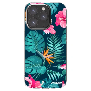 Picasee husă transparentă din silicon pentru Apple iPhone 15 Pro - Pink Monstera