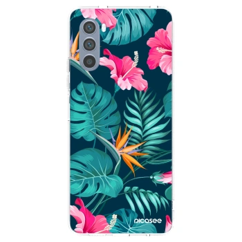 Picasee husă transparentă din silicon pentru Motorola Moto G62 - Pink Monstera
