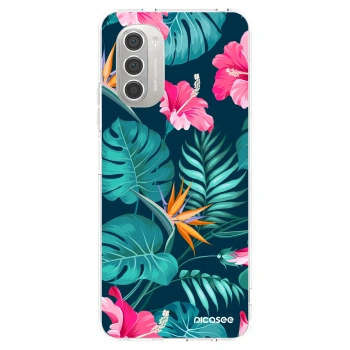 Picasee husă transparentă din silicon pentru Motorola Moto G51 - Pink Monstera
