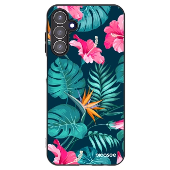 Picasee husă neagră din silicon pentru Samsung Galaxy A15 A155F 4G - Pink Monstera