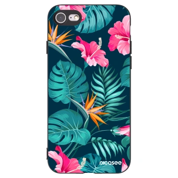 Picasee husă neagră din silicon pentru Apple iPhone 8 - Pink Monstera