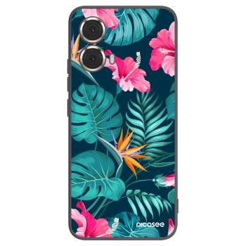 Picasee husă neagră din silicon pentru Motorola Moto G85 - Pink Monstera