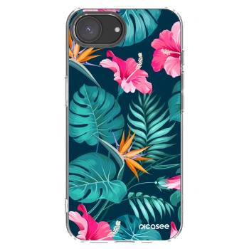 Picasee husă transparentă din silicon pentru Apple iPhone 16e - Pink Monstera