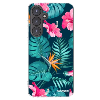 Picasee husă transparentă din silicon pentru Samsung Galaxy S24 FE S721B - Pink Monstera