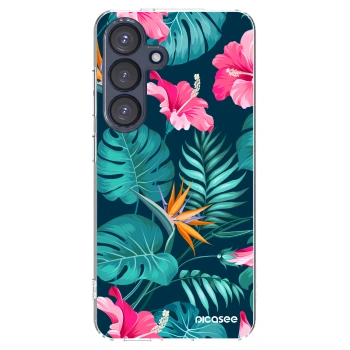 Picasee husă transparentă din silicon pentru Samsung Galaxy S25 5G - Pink Monstera