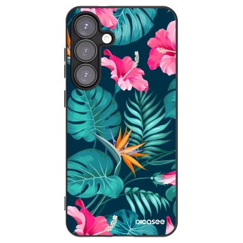 Picasee husă neagră din silicon pentru Samsung Galaxy S25+ 5G - Pink Monstera