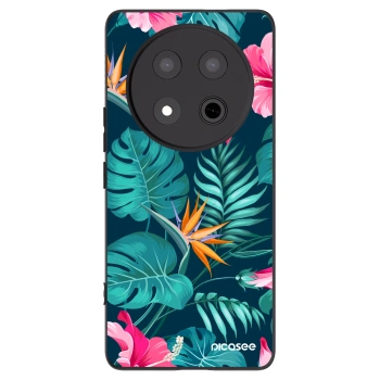 Picasee husă neagră din silicon pentru Honor Magic7 Lite 5G - Pink Monstera