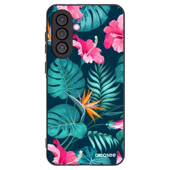 Picasee husă neagră din silicon pentru Samsung Galaxy A36 5G - Pink Monstera