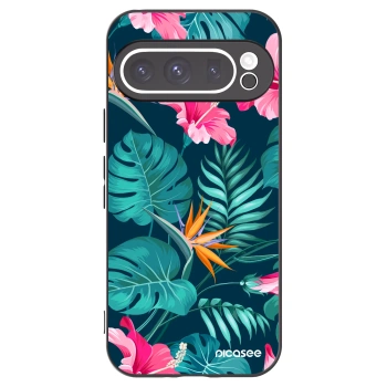 Picasee husă neagră din silicon pentru Google Pixel 9 Pro - Pink Monstera