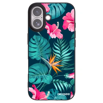 Picasee husă neagră din silicon pentru Apple iPhone 17 - Pink Monstera