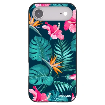 Picasee husă neagră din silicon pentru Apple iPhone Air - Pink Monstera