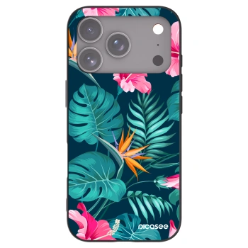 Picasee husă neagră din silicon pentru Apple iPhone 17 Pro - Pink Monstera