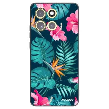 Picasee husă neagră din silicon pentru Motorola Moto G86 5G - Pink Monstera