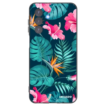 Picasee husă neagră din silicon pentru Samsung Galaxy A17 5G - Pink Monstera
