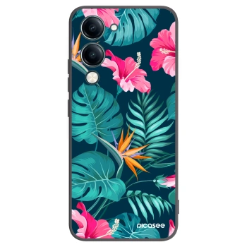 Picasee husă neagră din silicon pentru Vivo Y29s 5G - Pink Monstera