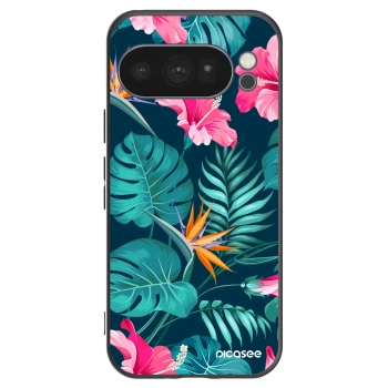 Picasee husă neagră din silicon pentru Google Pixel 10 Pro - Pink Monstera