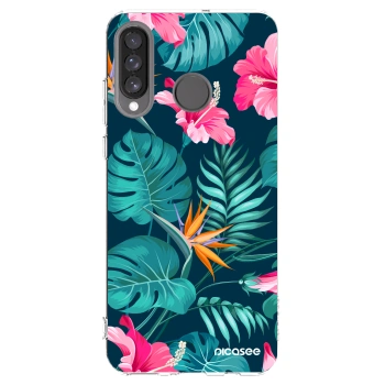 Picasee husă transparentă din silicon pentru Huawei P30 Lite - Pink Monstera