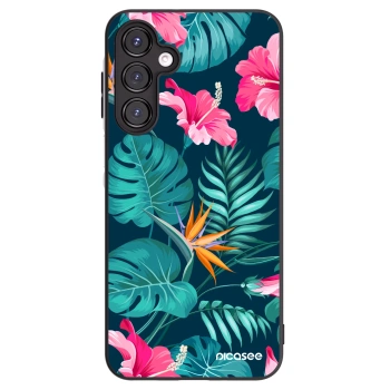 Picasee husă neagră din silicon pentru Samsung Galaxy A16 4G - Pink Monstera