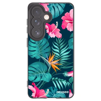 Picasee husă neagră din silicon pentru Samsung Galaxy S26 - Pink Monstera