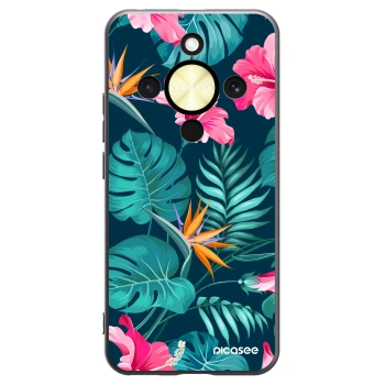 Picasee husă neagră din silicon pentru Honor Magic8 Lite 5G - Pink Monstera