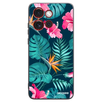 Picasee husă neagră din silicon pentru Motorola Edge 60 Neo 5G - Pink Monstera