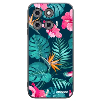 Picasee husă neagră din silicon pentru Motorola Moto G77 - Pink Monstera