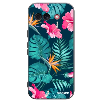 Picasee husă neagră din silicon pentru Google Pixel 10a - Pink Monstera