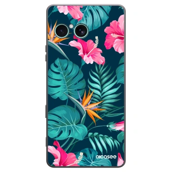 Picasee husă neagră din silicon pentru Sony Xperia 10 VII - Pink Monstera
