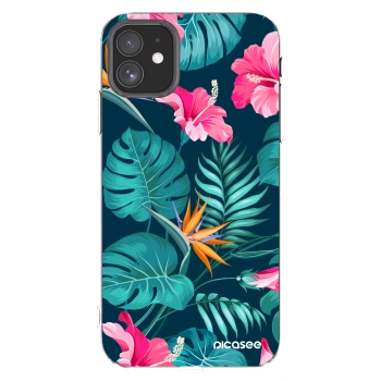 Picasee husă transparentă din silicon pentru Apple iPhone 11 - Pink Monstera
