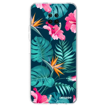Picasee husă transparentă din silicon pentru Xiaomi Redmi Note 9 Pro - Pink Monstera