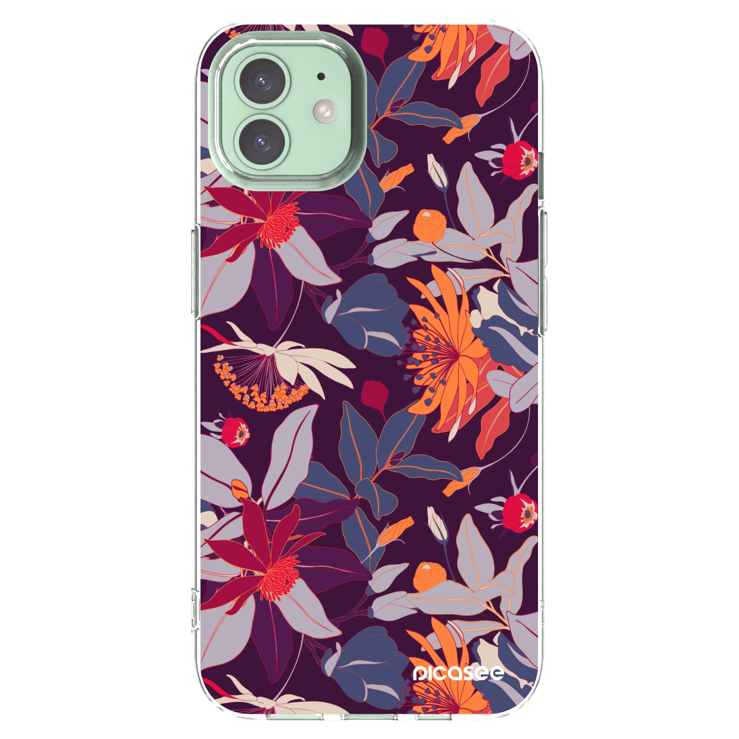 Picasee husă transparentă din silicon pentru Apple iPhone 12 Pro - Purple Leaf