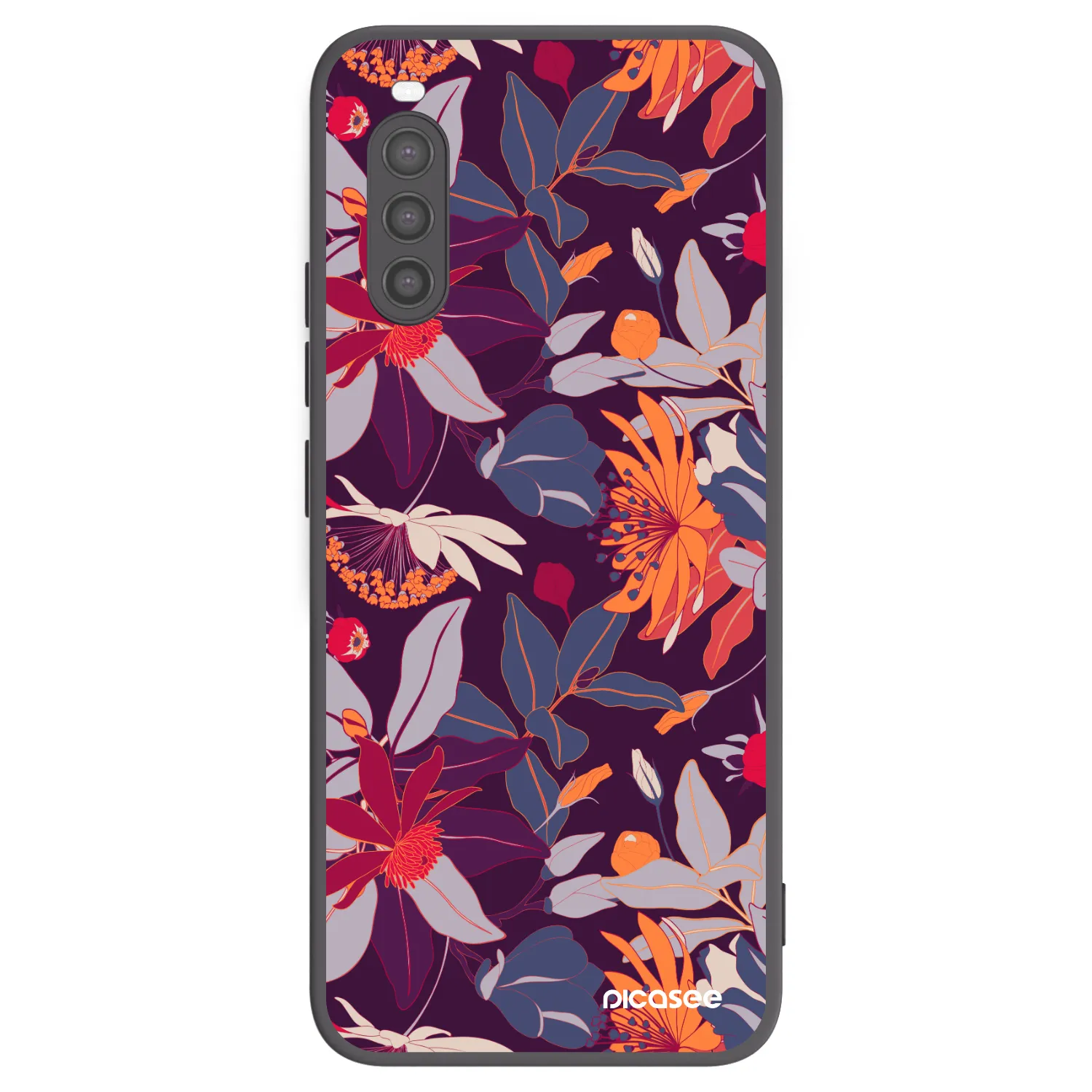 Picasee husă neagră din silicon pentru Sony Xperia 10 II - Purple Leaf