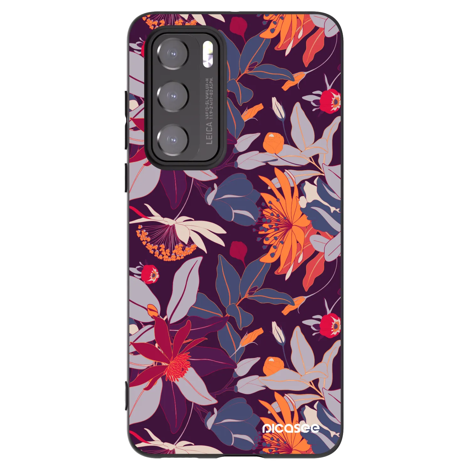 Picasee husă neagră din silicon pentru Huawei P40 - Purple Leaf