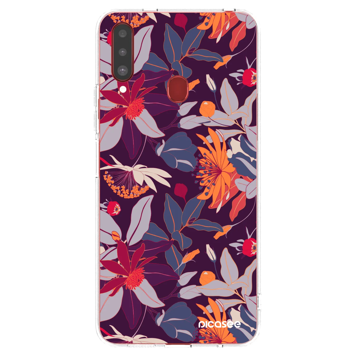Picasee husă transparentă din silicon pentru Samsung Galaxy A20s - Purple Leaf