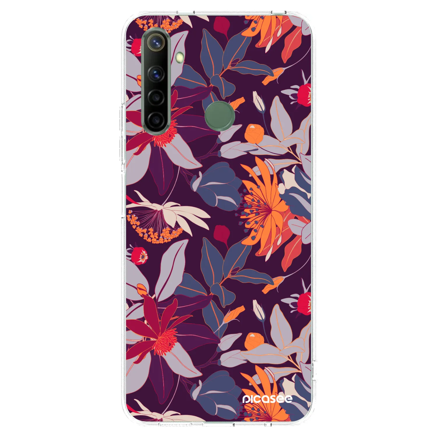Picasee husă transparentă din silicon pentru Realme 6i - Purple Leaf
