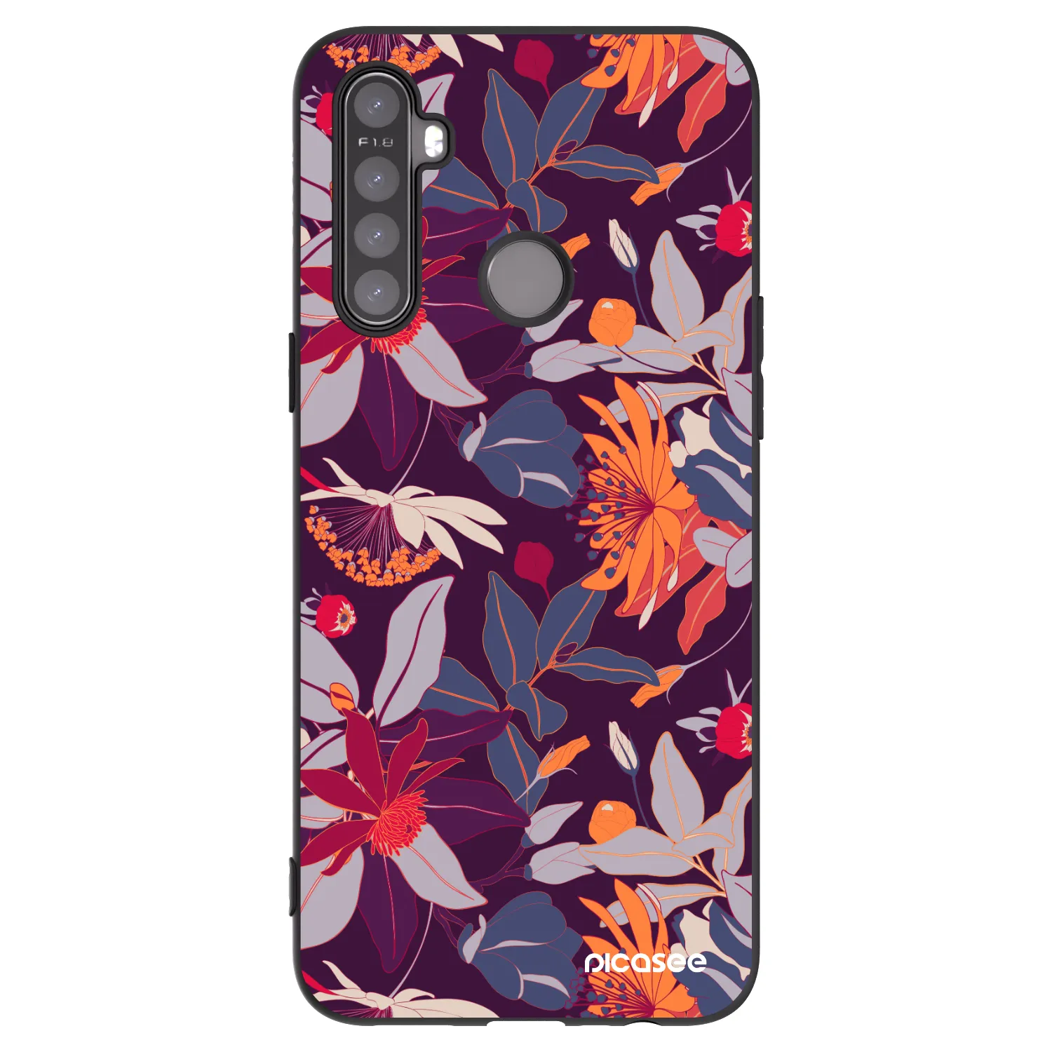 Picasee husă neagră din silicon pentru Realme 6i - Purple Leaf