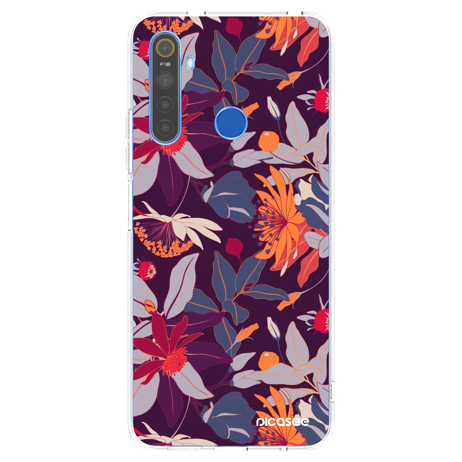 Picasee husă transparentă din silicon pentru Realme 5 - Purple Leaf